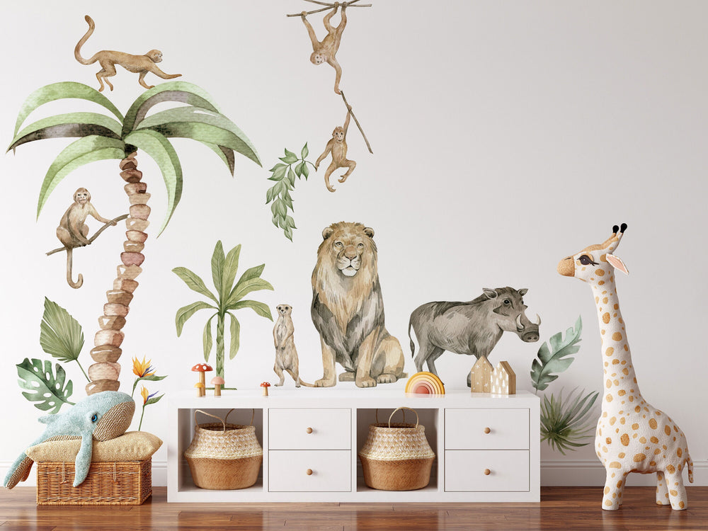 Jungle Animal Wall Stickers: Repositionable Nursery Decals for Your Little One's Room