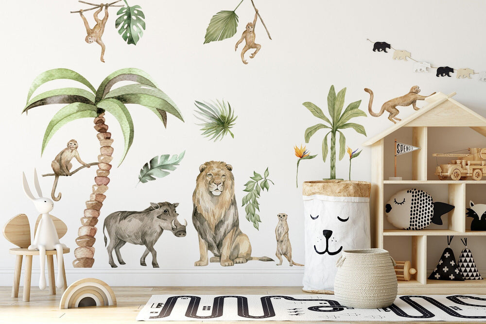 Jungle Animal Wall Stickers: Repositionable Nursery Decals for Your Little One's Room