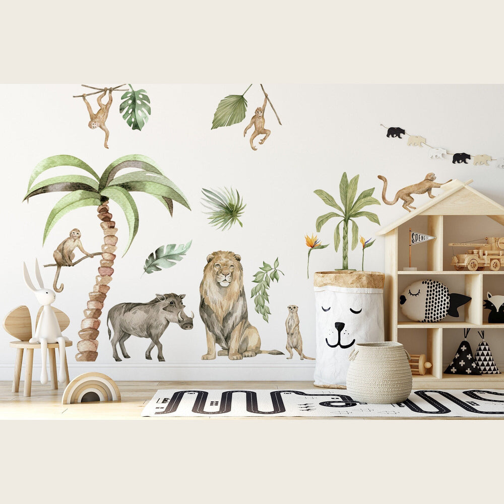 Jungle Animal Wall Stickers: Repositionable Nursery Decals