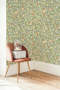 Vintage Birds in Trees William Morris Removable Wallpaper | Self-Adhesive | Pasted | Mural | Temporary | Feature Wall Decoration - Clickwalls
