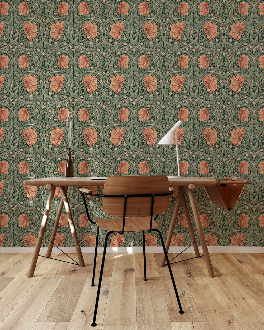 William Morris Pimpernel Pattern Peel and Stick Wallpaper Self-Adhesive Removable Wallcovering Fabric & Light Canvas Texture Wall Murals