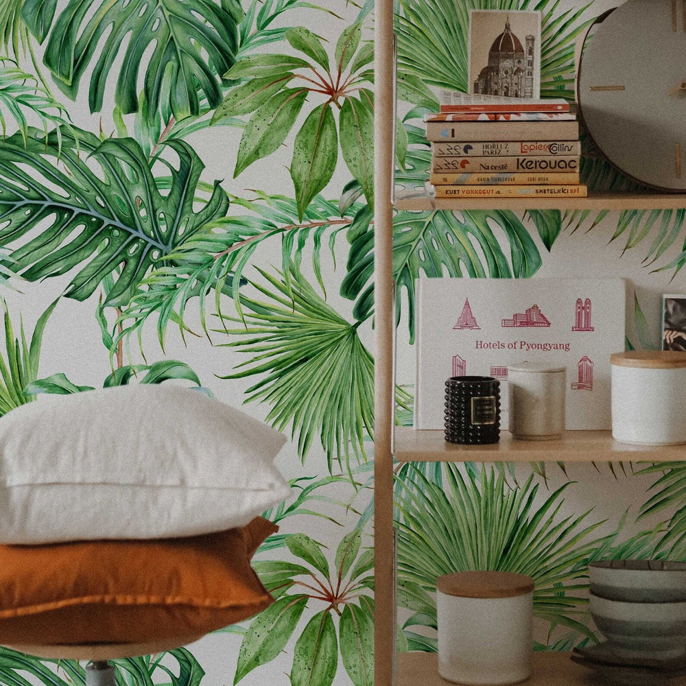 Tropical Leaves Wallpaper in a room setting
