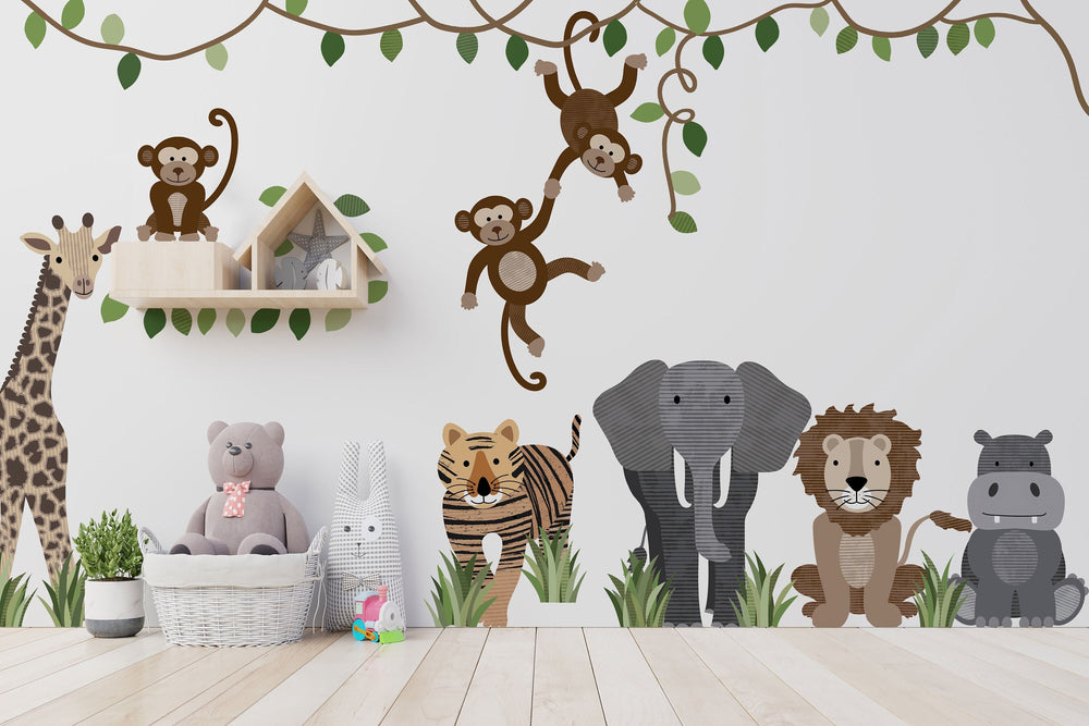 Safari Animals and Monkey Wall Decals