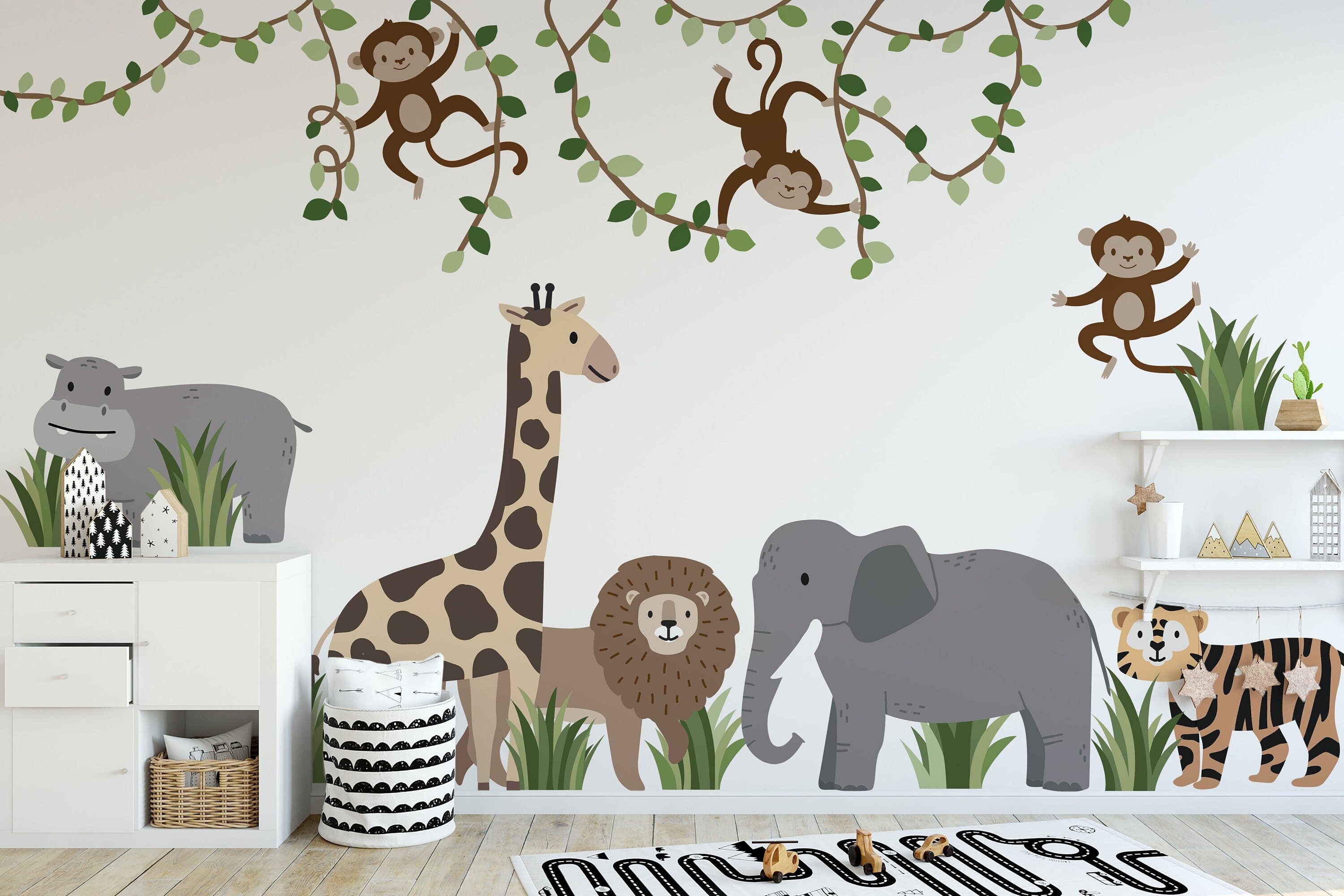 Safari Animals and Monkey Wall Decals 2