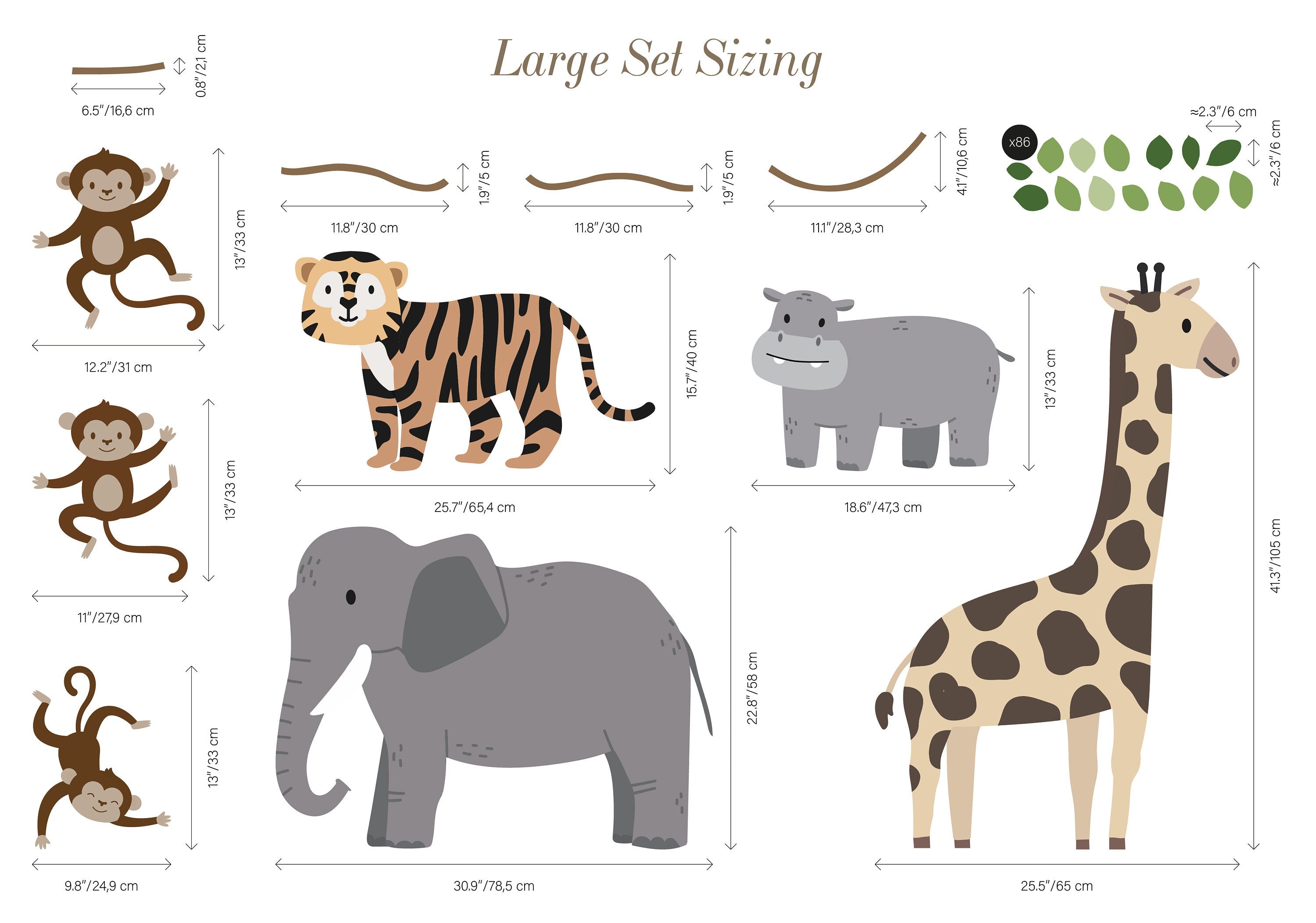 Safari Animals and Monkey Wall Decals 2