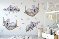 Sleeping Koala Wall Decals in a playroom
