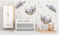 Sleeping Koala Wall Decals above a cot