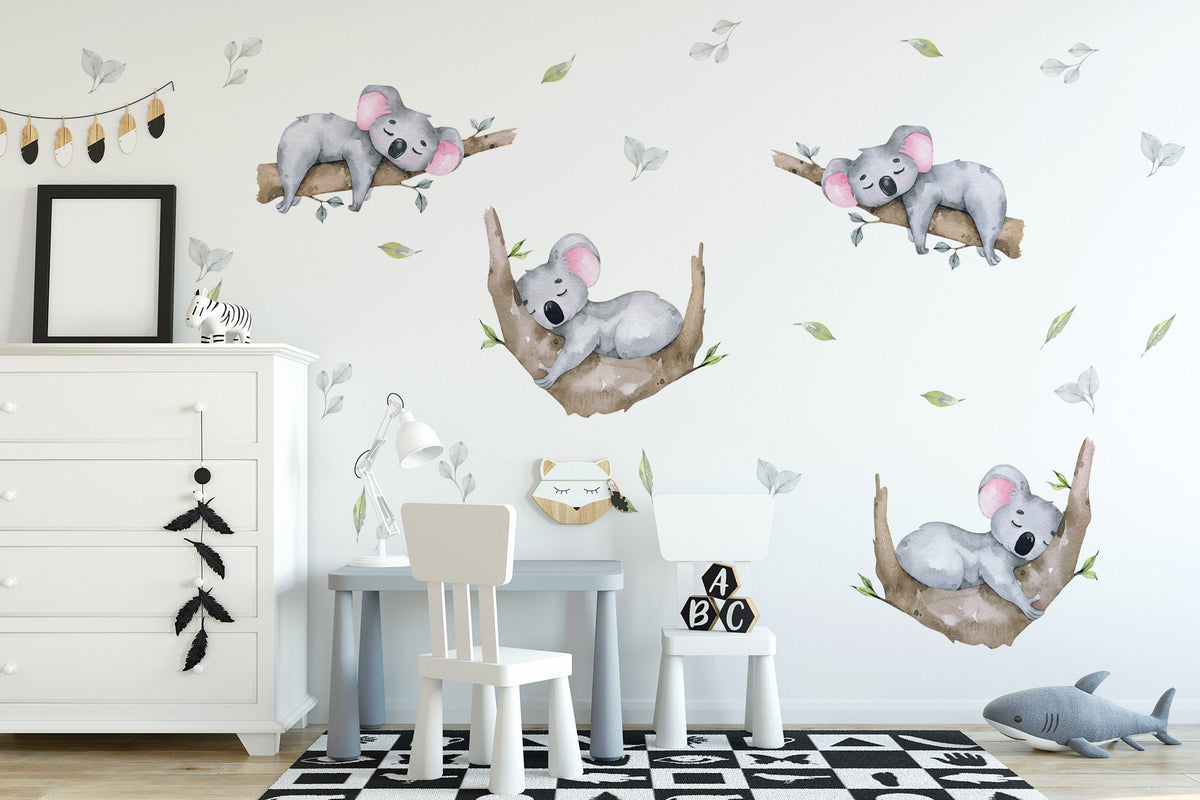 Sleeping Koala Wall Decals above a play table