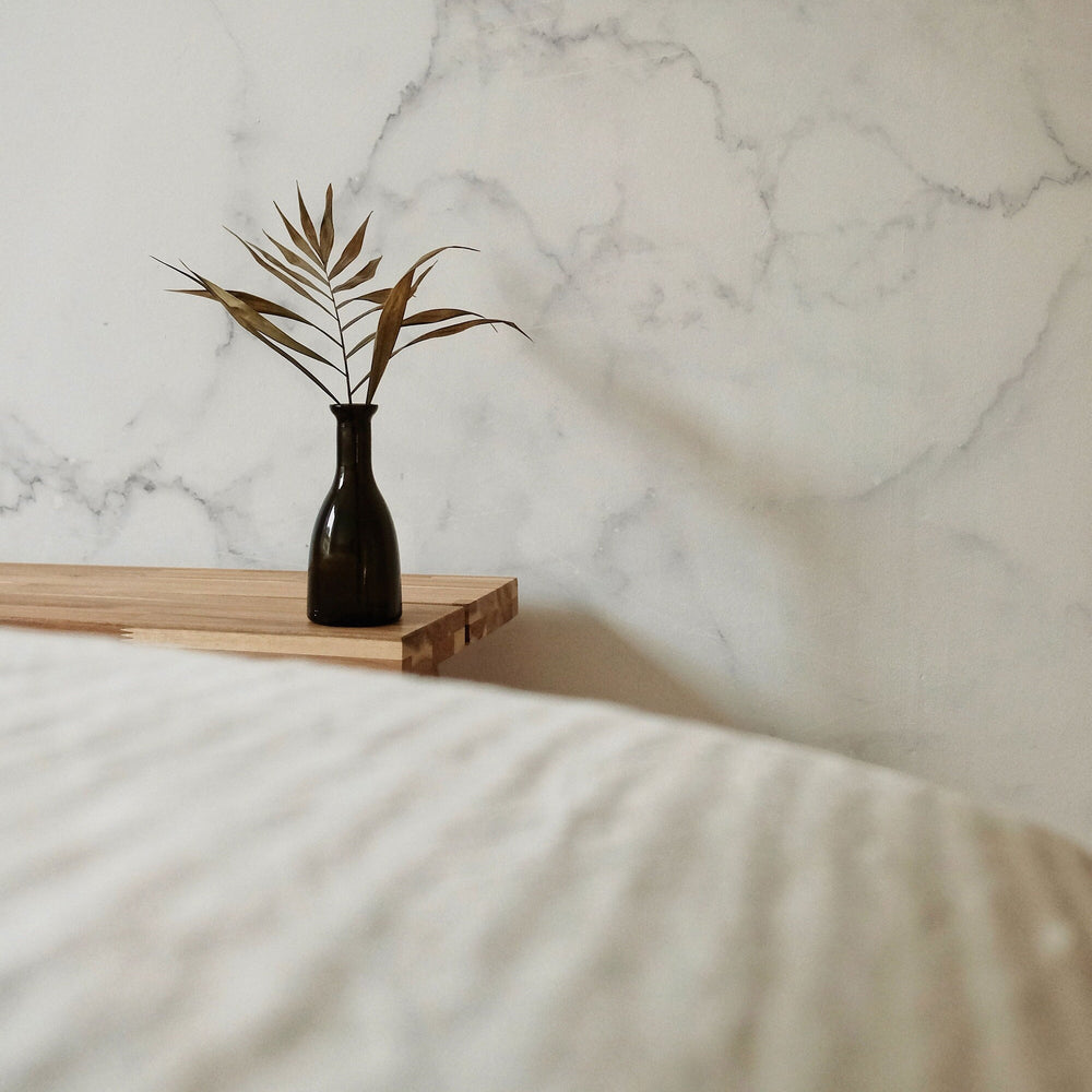 White Marble Wallpaper in a room setting
