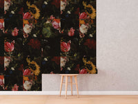 Vintage Dark Floral Peel and Stick Wallpaper | Botanical Wallpaper | Temporary Wallpaper | Dark Academia Decor | Renter Friendly Wall Decor - Clickwalls
