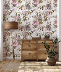 Bright Tropical Wallpaper | Self Adhesive Removable and Regular Wallpaper | Flamingo Wall Mural | Tropical Print Wallpaper - Clickwalls