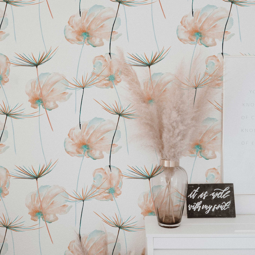 Dandelion Flowers Wallpaper in a room setting