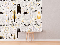 Watercolor Forest Wallpaper for Kids | Woodland Animal Wallpaper | Kids Wallpaper Peel and Stick - Clickwalls