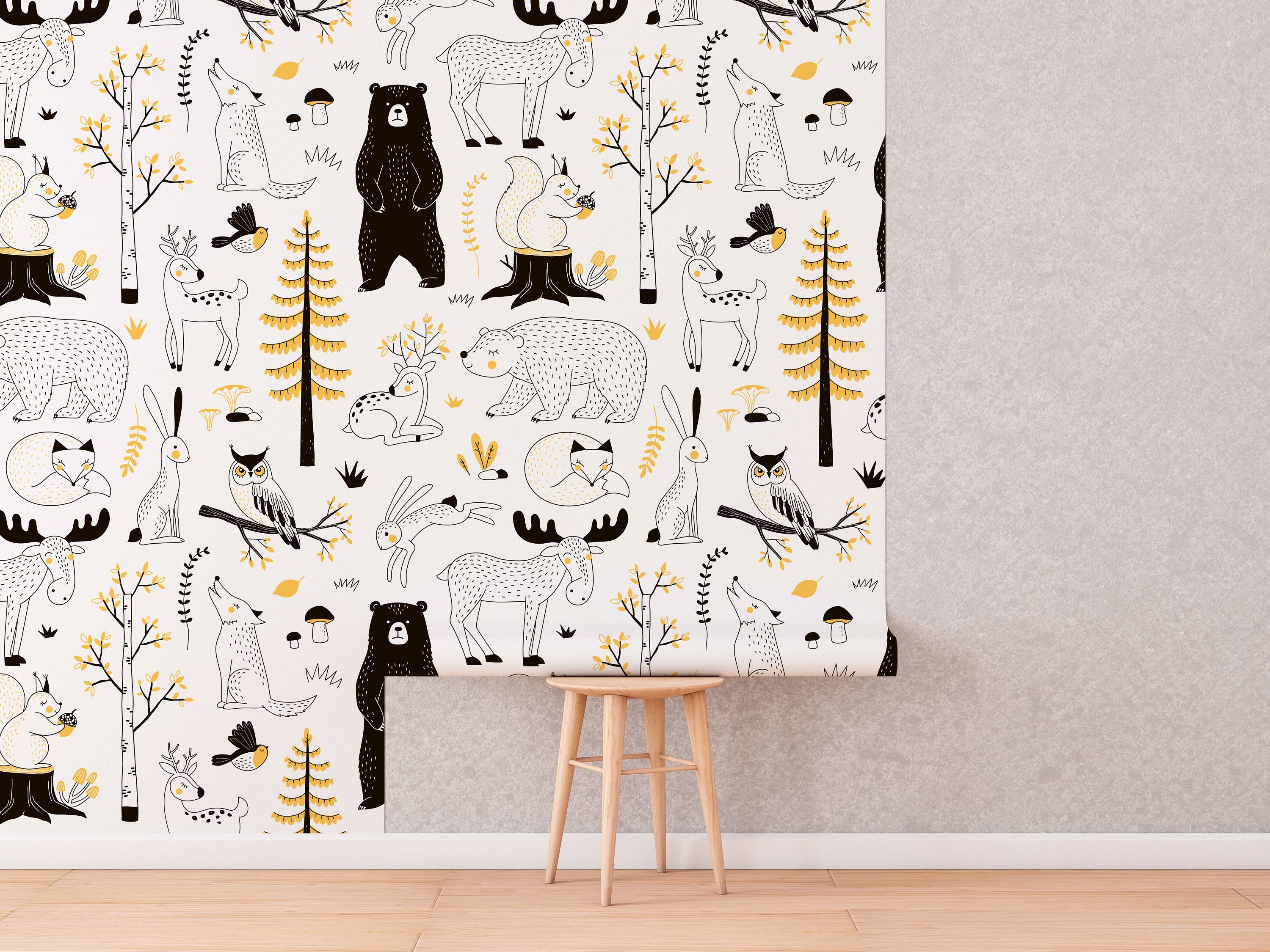 Watercolor Forest Wallpaper for Kids | Woodland Animal Wallpaper | Kids Wallpaper Peel and Stick - Clickwalls
