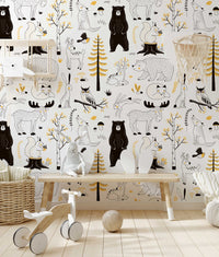 Watercolor Forest Wallpaper for Kids | Woodland Animal Wallpaper | Kids Wallpaper Peel and Stick - Clickwalls