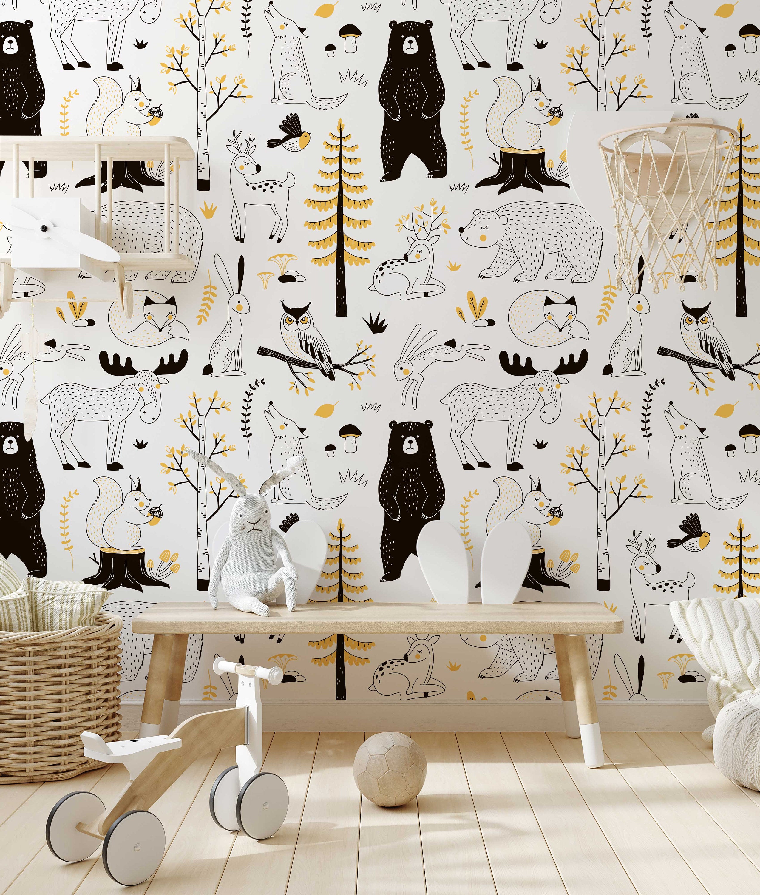 Watercolor Forest Wallpaper for Kids | Woodland Animal Wallpaper | Kids Wallpaper Peel and Stick - Clickwalls