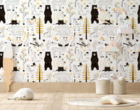 Watercolor Forest Wallpaper for Kids | Woodland Animal Wallpaper | Kids Wallpaper Peel and Stick - Clickwalls