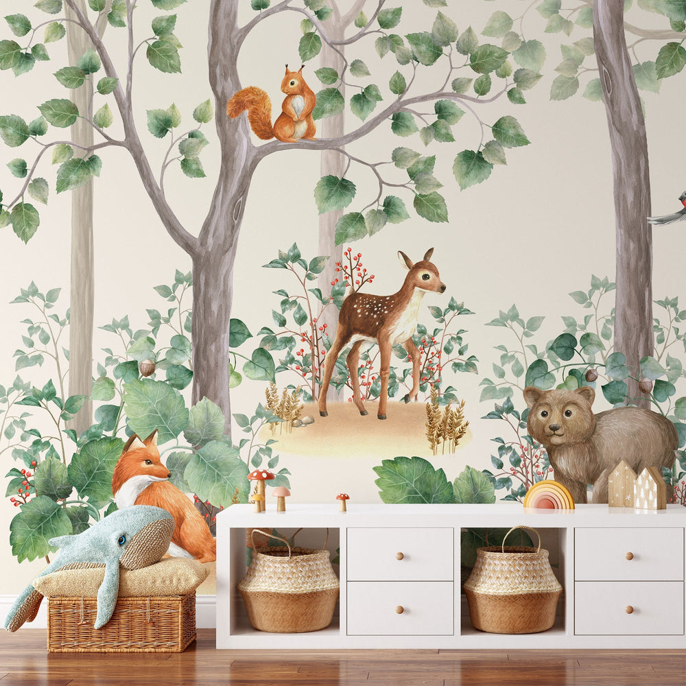 Kids Wallpaper | Kids Watercolour Forest Wall Mural