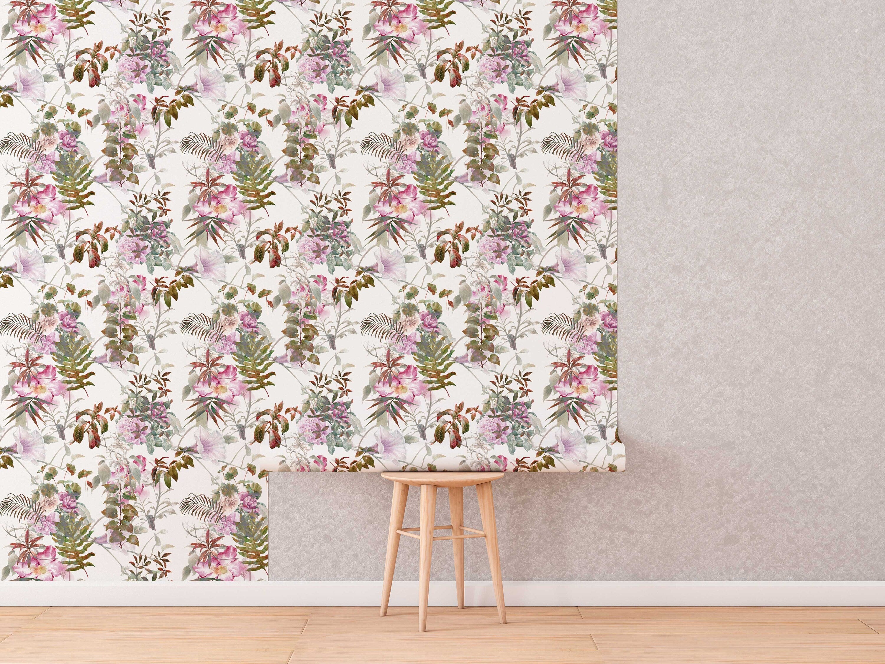 Bright Tropical Wallpaper | Self Adhesive Removable and Regular Wallpaper | Flamingo Wall Mural | Tropical Print Wallpaper - Clickwalls