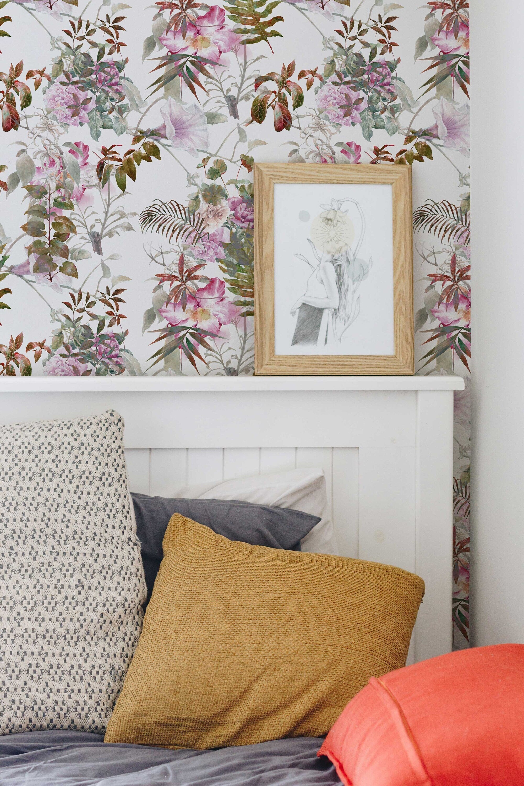 Bright Tropical Wallpaper | Self Adhesive Removable and Regular Wallpaper | Flamingo Wall Mural | Tropical Print Wallpaper - Clickwalls