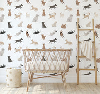 Dog Doodle Wallpaper behind a rattan crib