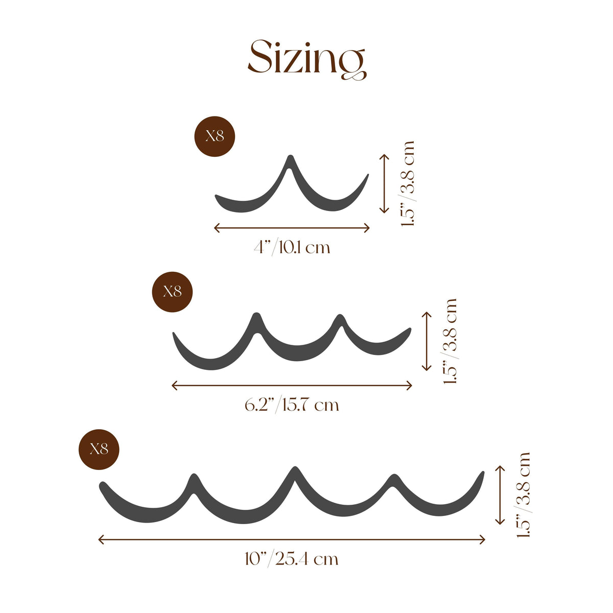 Ocean Wave Wall Decals size guide