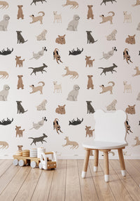 Dog Doodle Wallpaper behind a child's chair