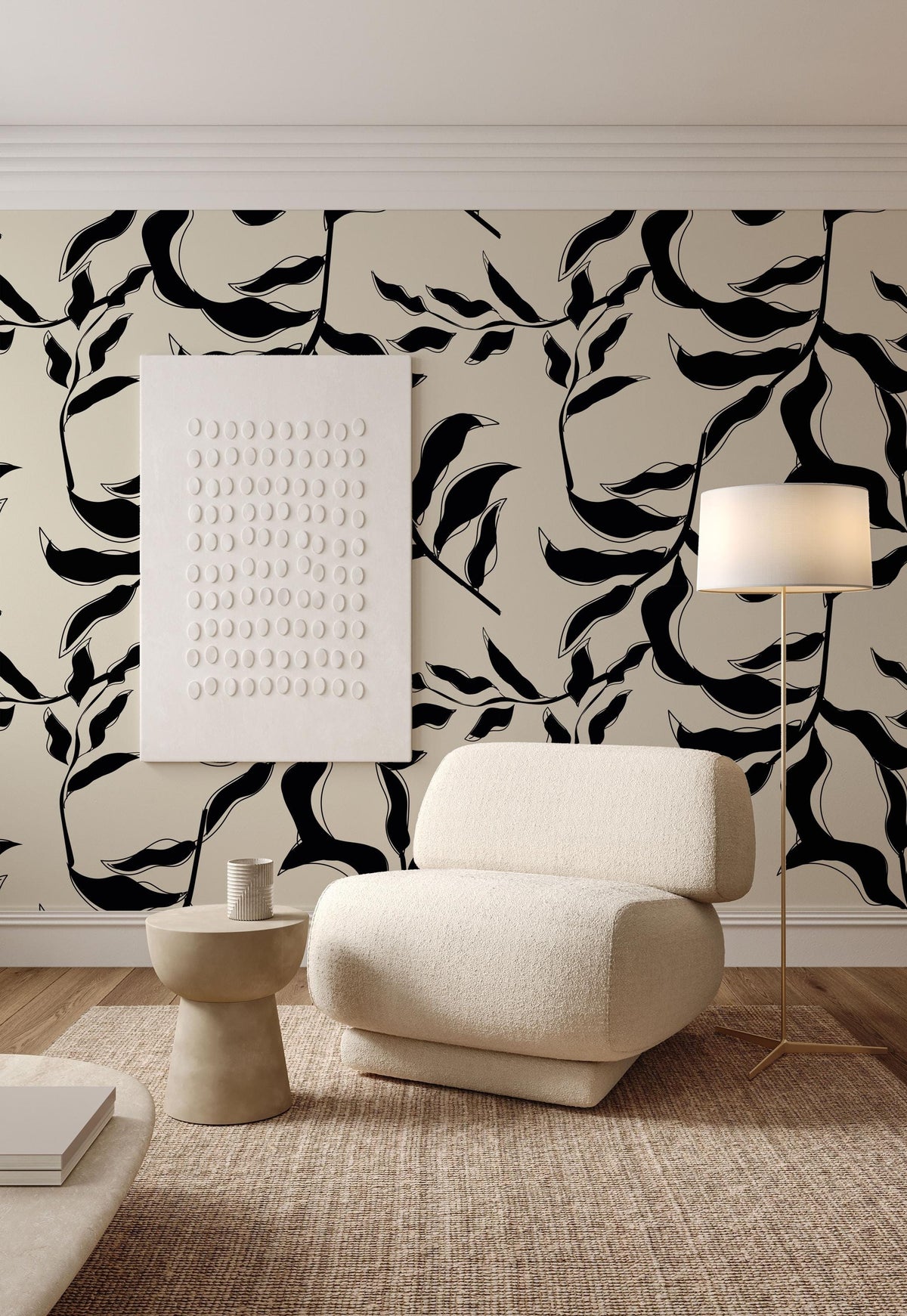 Abstract Leaves Wallpaper in a living room