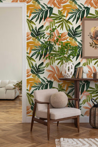 Tropical Leaf Wallpaper in a hallway