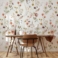 Watercolour Wildflower Wallpaper in a home office