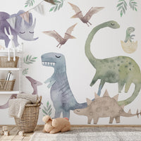Colorful Dinosaur Wall Decals: Kids Room Decor, Peel & Stick - Clickwalls
