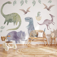 Colorful Dinosaur Wall Decals: Kids Room Decor, Peel & Stick - Clickwalls