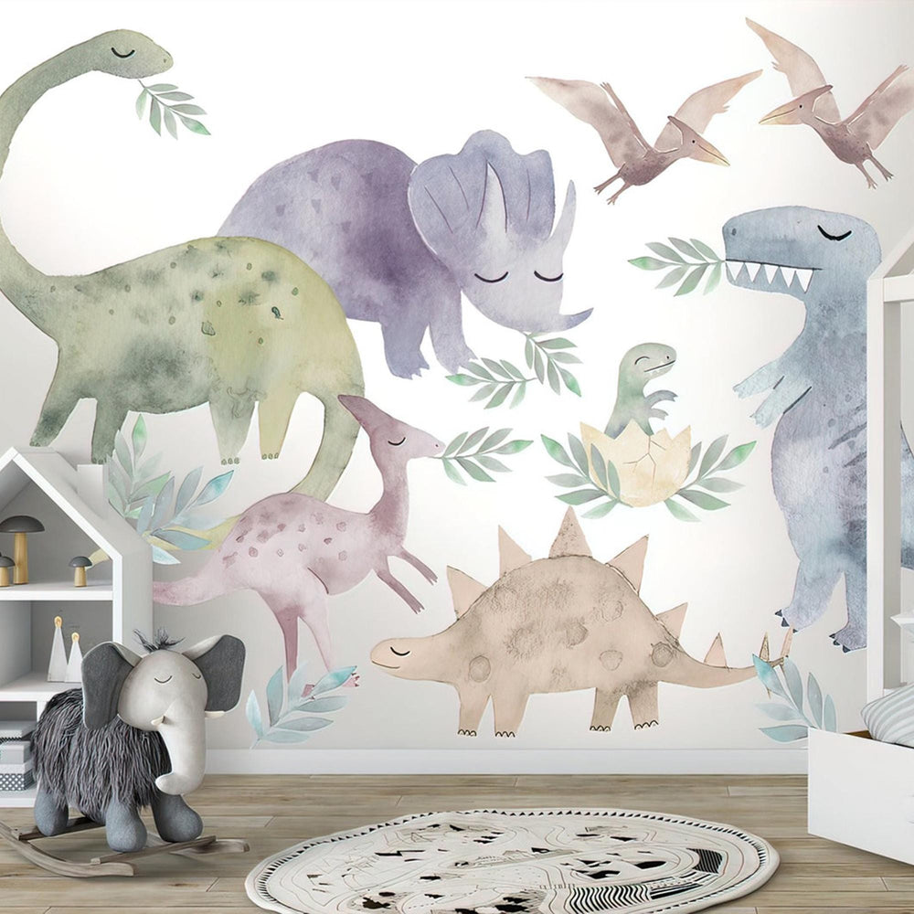 Colorful Dinosaur Wall Decals: Kids Room Decor, Peel & Stick - Clickwalls