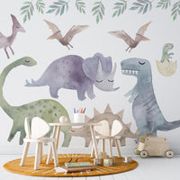 Colorful Dinosaur Wall Decals: Kids Room Decor, Peel & Stick - Clickwalls
