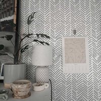 Black and White Herringbone Wallpaper close-up