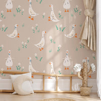 Geese Wall Decals in a nursery with wooden toys