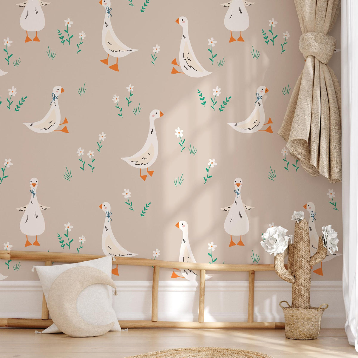 Geese Wall Decals in a nursery with wooden toys