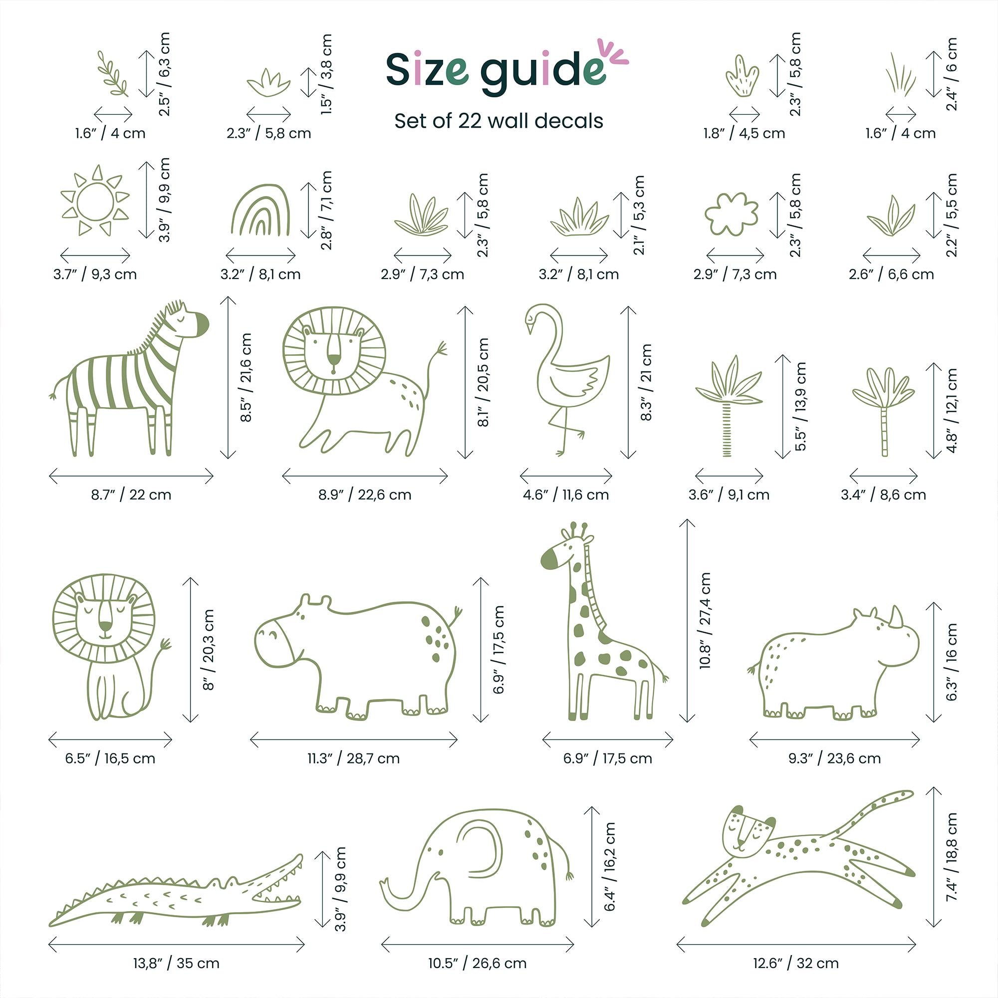 Jungle Animal Decals: Safari Nursery Decor, Removable Wall Art - Clickwalls