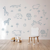 Jungle Animal Decals: Safari Nursery Decor, Removable Wall Art - Clickwalls