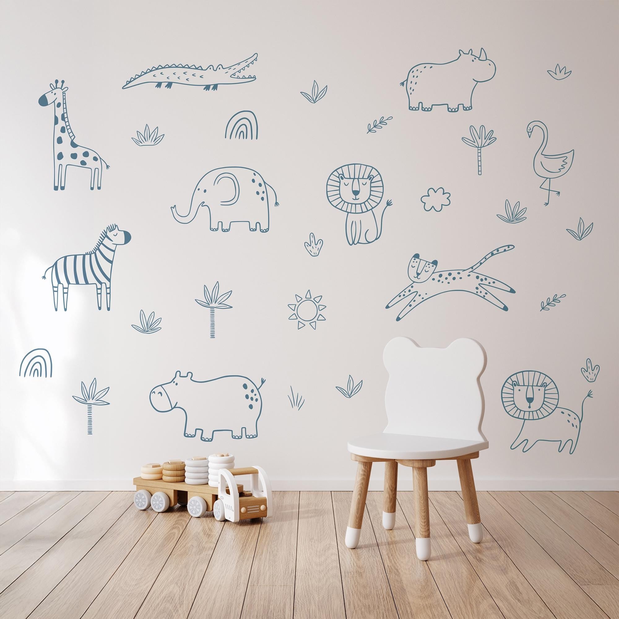 Jungle Animal Decals: Safari Nursery Decor, Removable Wall Art - Clickwalls