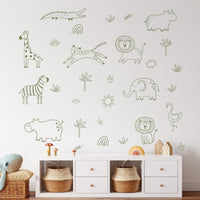 Jungle Animal Decals: Safari Nursery Decor, Removable Wall Art - Clickwalls