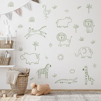 Jungle Animal Decals: Safari Nursery Decor, Removable Wall Art - Clickwalls
