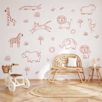 Jungle Animal Decals: Safari Nursery Decor, Removable Wall Art - Clickwalls