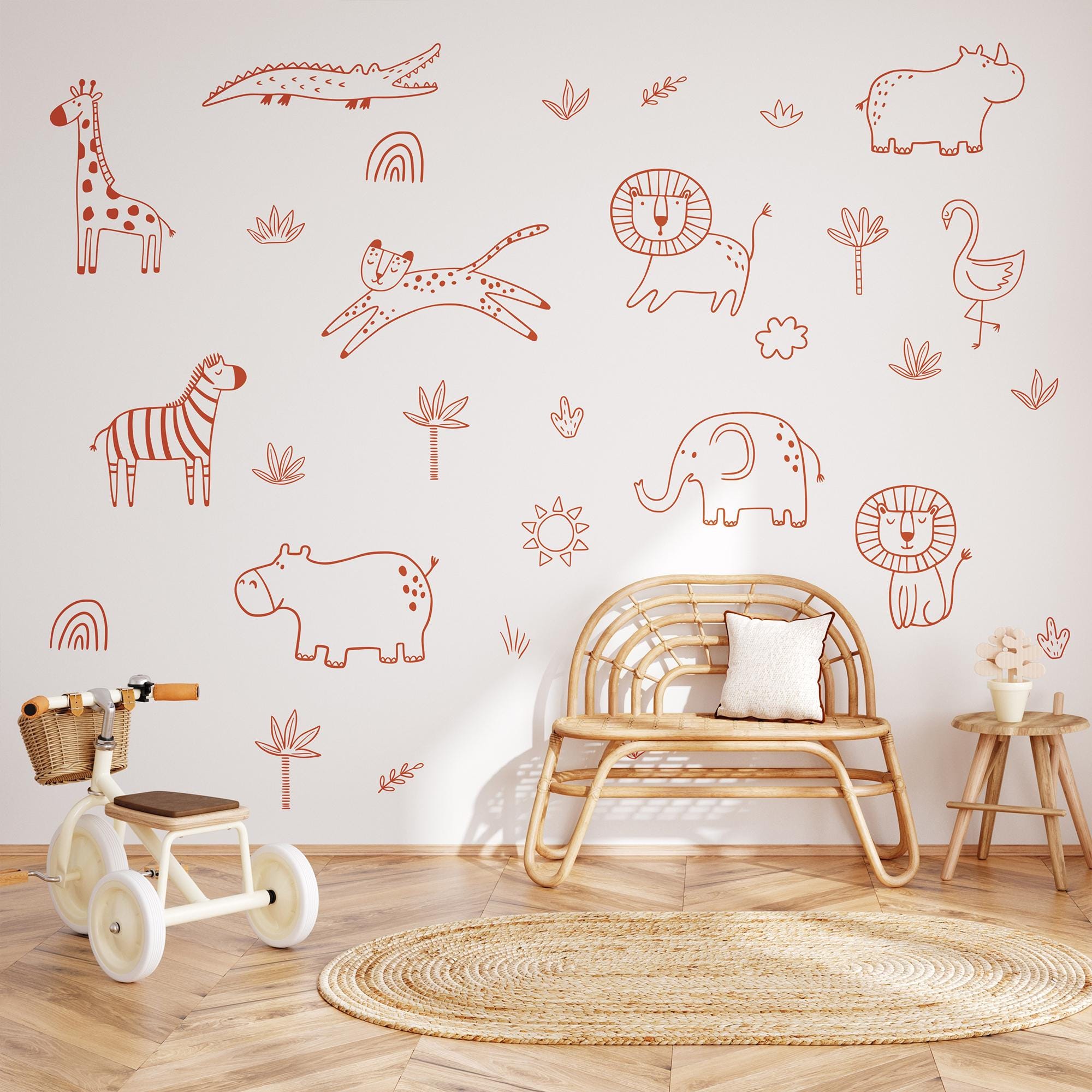 Jungle Animal Decals: Safari Nursery Decor, Removable Wall Art - Clickwalls