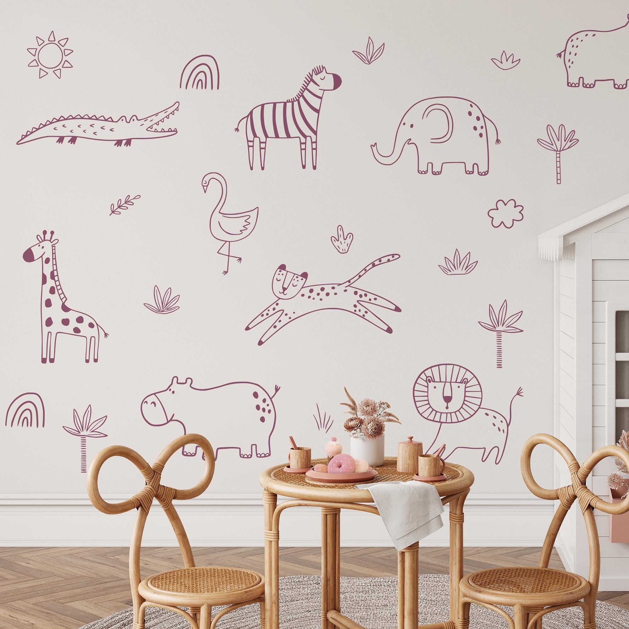 Jungle Animal Decals: Safari Nursery Decor, Removable Wall Art - Clickwalls