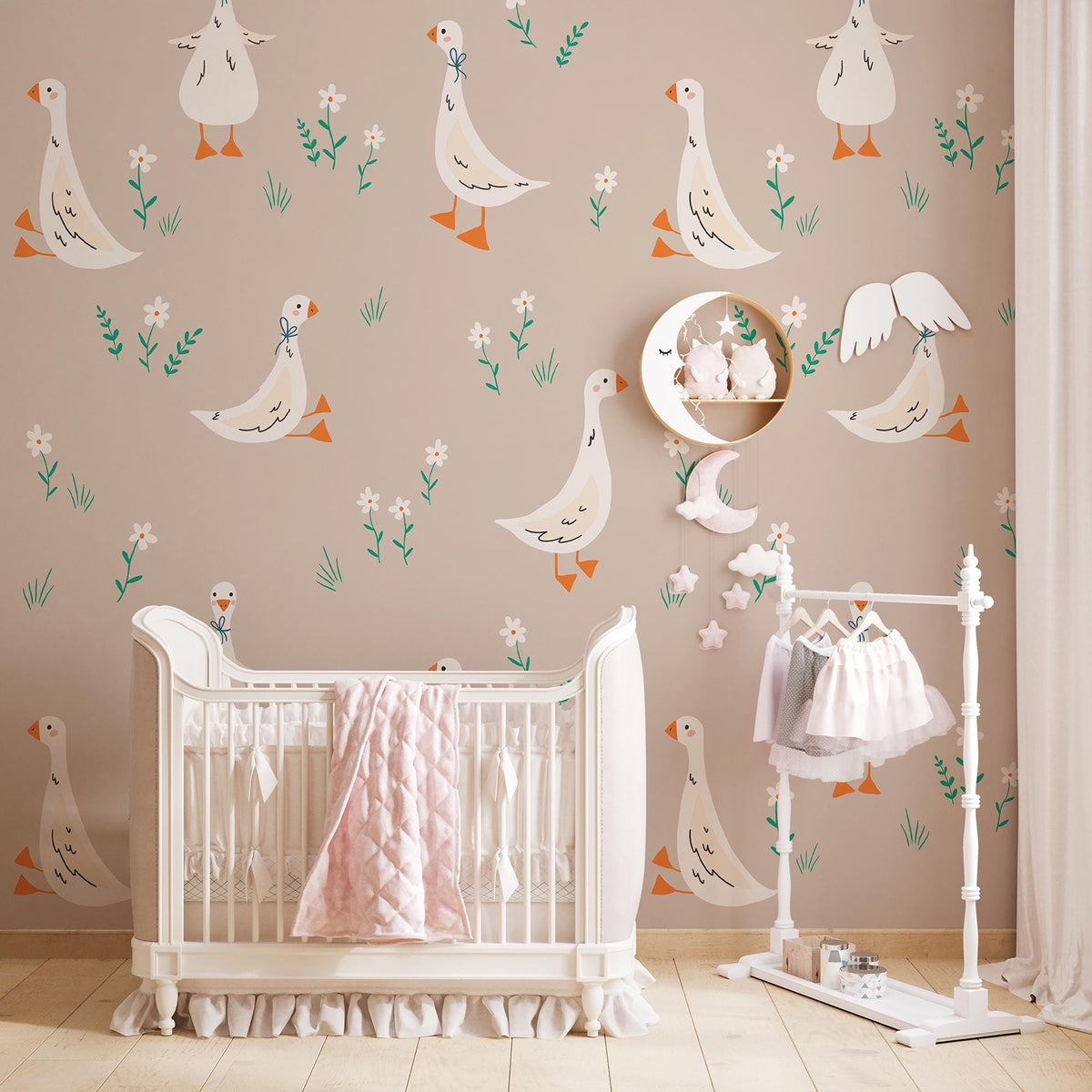 Geese Wall Decals above a cot