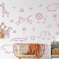 Jungle Animal Decals: Safari Nursery Decor, Removable Wall Art - Clickwalls