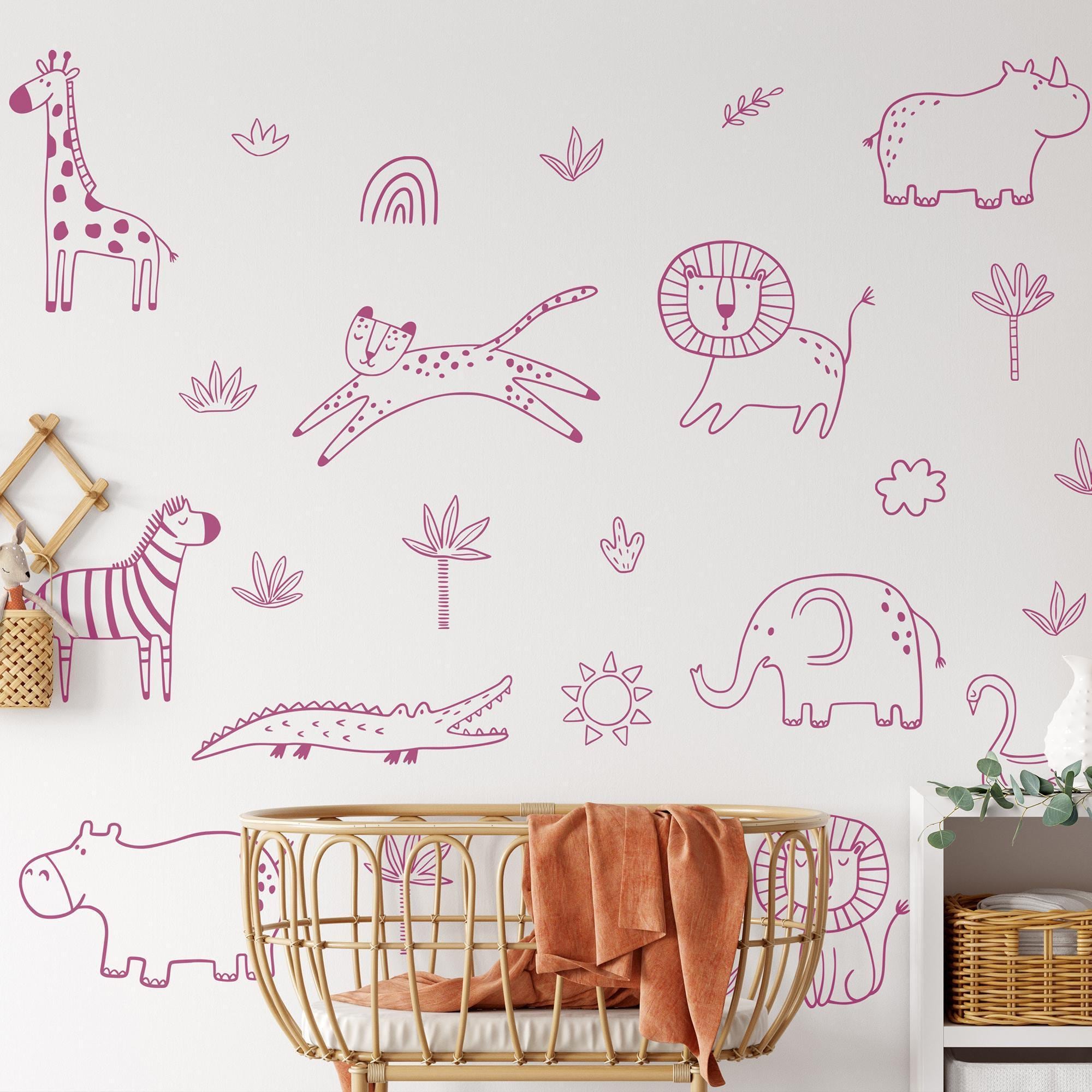 Jungle Animal Decals: Safari Nursery Decor, Removable Wall Art - Clickwalls