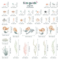 Watercolour Mermaid Wall Decals large set size guide