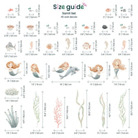 Watercolour Mermaid Wall Decals small set size guide